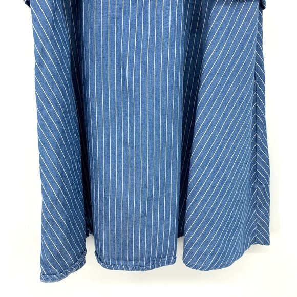 BCBGirls Dress Blue White Stripe Cold Shoulder Ruffle - Picture 7 of 11